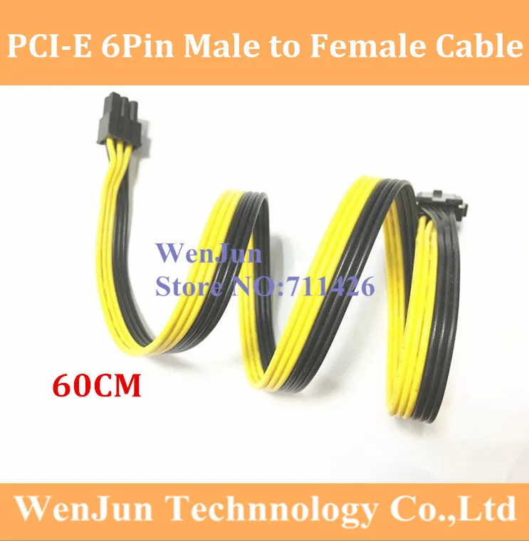 60CM PCI-E GPU 6Pin 2*3pin male to 6 pin Female Power extention Cable adapter 18AWG wire