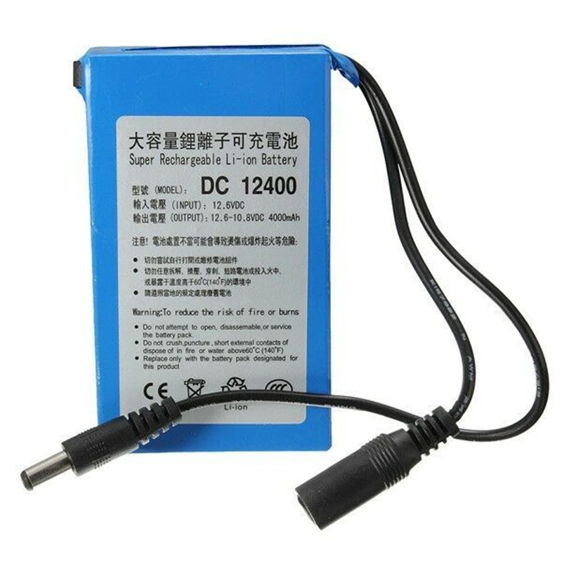 GTF DC 12V 4000MAH Rechargeable Portable Lithium-ion Battery DC 12V 4000mAh DC12400 With US/EU Plug