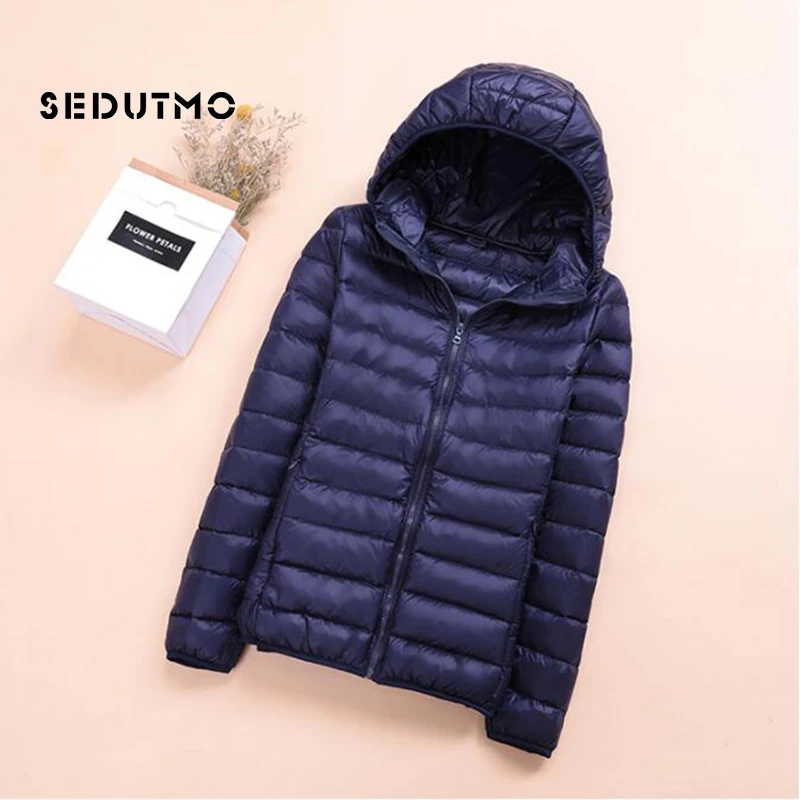 SEDUTMO-Chaqueta de plumón de pato ultraligera para mujer, abrigo corto con capucha, Parkas ED659, Primavera e Invierno