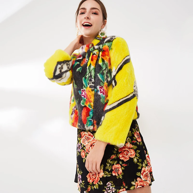 Futro z norek Ftangaiur, nowy import na zimę, aksamitne futro z norek, damski płaszcz z kołnierzem mandaryńskim, wzór, dopasowany płaszcz z norek, krótkie płaszcze damskie z prawdziwego futra norek