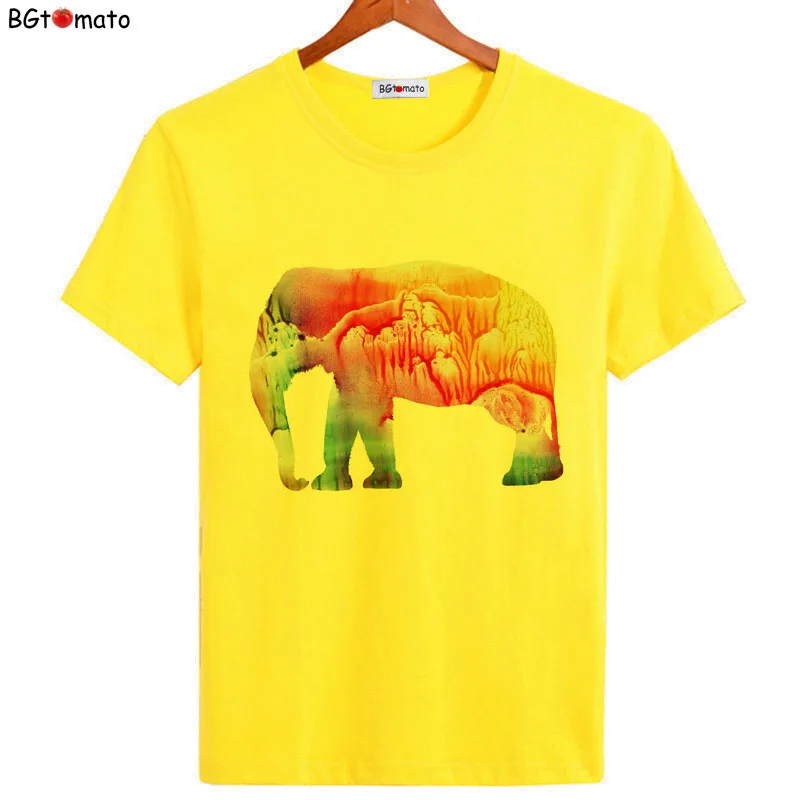 

BGtomato colorful elephant T-shirt cool animal streetwear new style tee shirt homme oversized Tops gothic Tshirt men