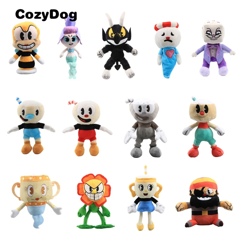 

Lovely Kawaii Soft Toys Game Cuphead Plush Toy Mugman the Devil Legendary Chalice King Dice Stuffed Toys for Children 23-27 cm