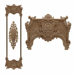 RUNBAZEF Rose Floral Oak Wood Applique Carved Corner Vintage Home Decoration Maison Accessories Door Wall Furniture Decor Decal