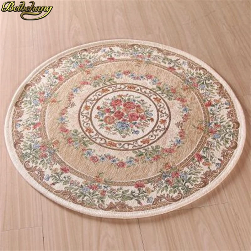 beibehang luxury Living room carpet jacquard coffee table mat round European floor mat sofa anti-slip mat Home Decoration