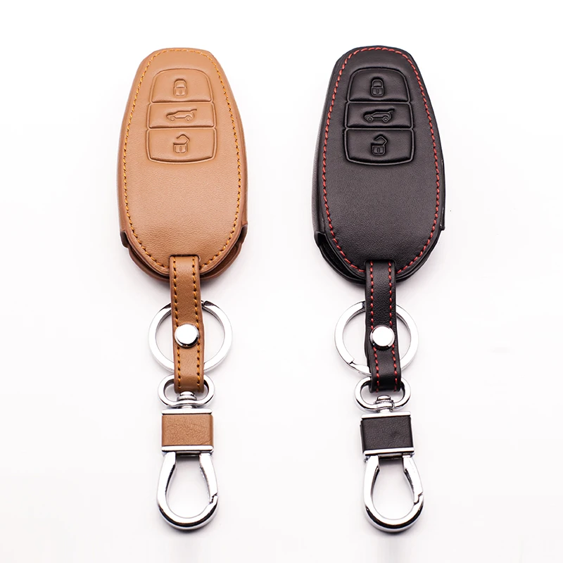 Classic design Genuine Leather Remote Control Car key cover skin case for Volkswagen VW Touareg 3 button smart key protect shell