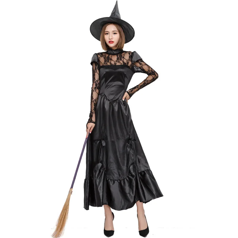 Black Dress Costume Witch Vampire Costume Women Masquerade Halloween Party Cosplay Costume