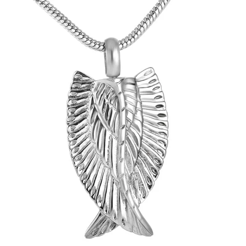 Memorial Jewelry 316L Stainless Steel Feather Wings Cremation Jewelry Ashes For UrnCharm Woman Gift