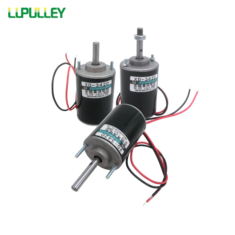 LUPULLEY XD-3420 Permanent Magnet DC Motor Variable Speed Reversible Rotation Motors High Speed 12V/24V 30W 3500RPM-6000RPM