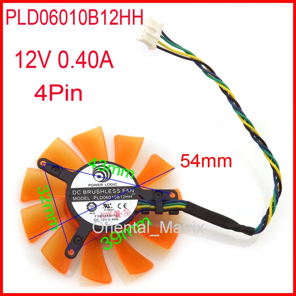 DC BRUSHLESS FAN PLD06010B12HH 55mm 12V 0.40A 32x39x43mm  4Wire 4Pin 6010 Graphics Card Cooling Fan