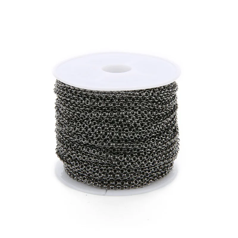 10 Yard 2/3mm Metall Eisen Rolo O Link Ketten Groß Kette Gold Farbe für Diy Armband Halsketten, die Entdeckungen Großhandel – Detail 11