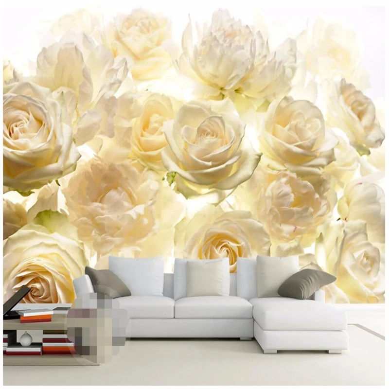 

Beibehang wallpaper 3d mural decor photo backdrop Photographic HD yellow roses restaurant Modern wall painting for living room