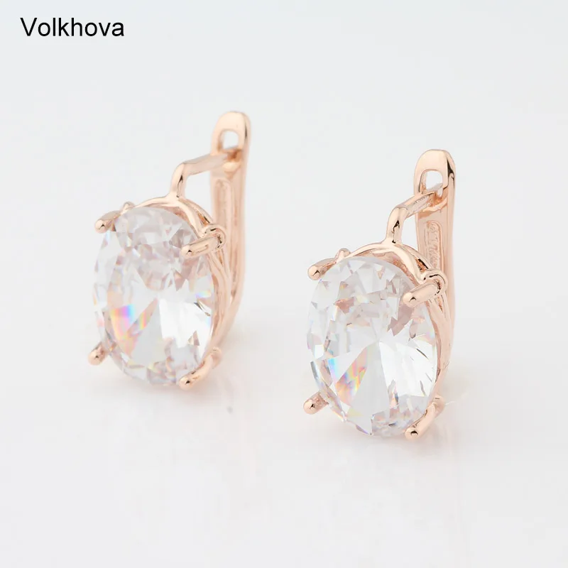 New Fashion Oval 9 Color Stud Earrings For Women Rose Gold Color Jewelry Zircon color Earrings Trendy Jewelry For Girl Gift