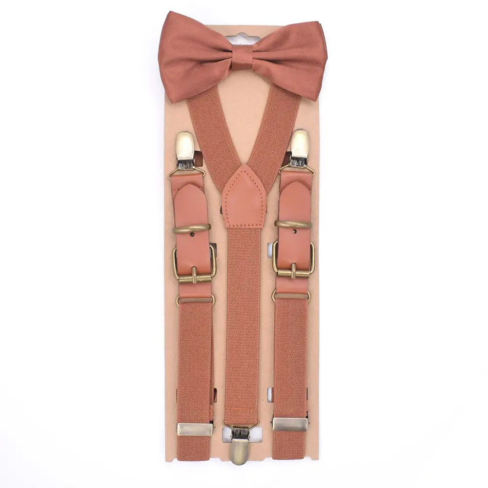 Yienws Bretels Busur Dasi Suspender untuk Pria Antik Cokelat Bowtie Braces Y Kembali Stiker Kulit Suspender Pesta Pernikahan YiA096