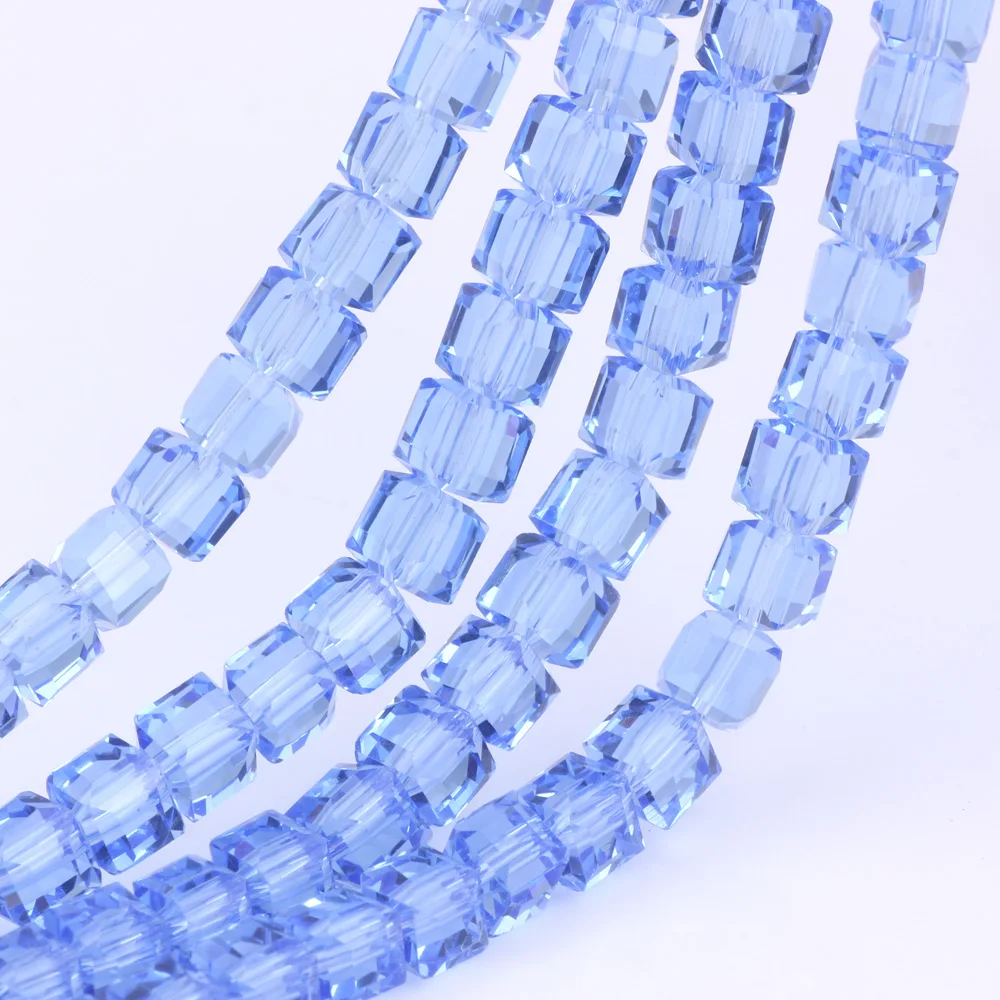 OlingArt Square 3/4/6/8MM Austria Crystal Beads charm Glass Beads blue color Loose Spacer Bead for DIY Jewelry Making