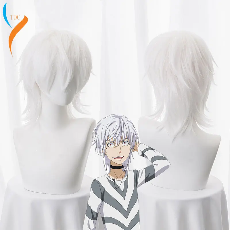 Toaru Majutsu No Index Accelerator Cosplay Wig for Man Boys 30cm Short Straight Anime Wig Heat Resistant Synthetic Hair White