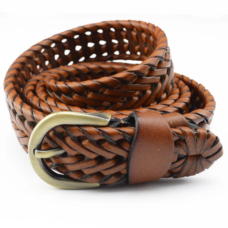 New Belt Men women  belts luxury genuine leather braided Real Cow skin straps Men All-Matching Simple Fashionable Tide Belts