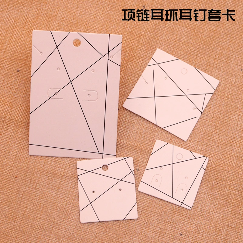 200Pcs/lot White Paper Necklace Card Stripes Design Jewelry Earrings Card Favor Earring Necklaces Display Packaging Cards