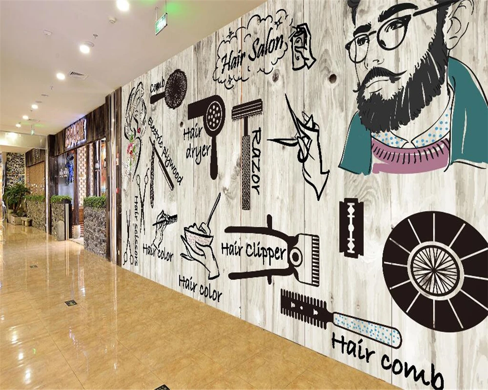 

Custom Wallpaper Home Decorative Fresco Nordic Wind Gallery Salon Beauty Salon Nail Shop background walls 3d Wallpaper