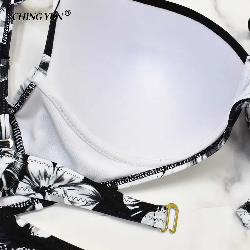 New woman swimsuit sexy beachwear lady Big Size Swimwear black&white clouds Bikini High waist Elastic girls loose Bathing Suit
