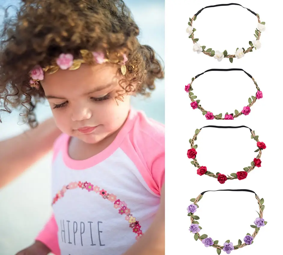 6 Colors Fashion Baby Girl Cute Supreme Headband Bebe  Kids Girls boho Flower Beach Wedding Party Garland Photo Prop Headwear