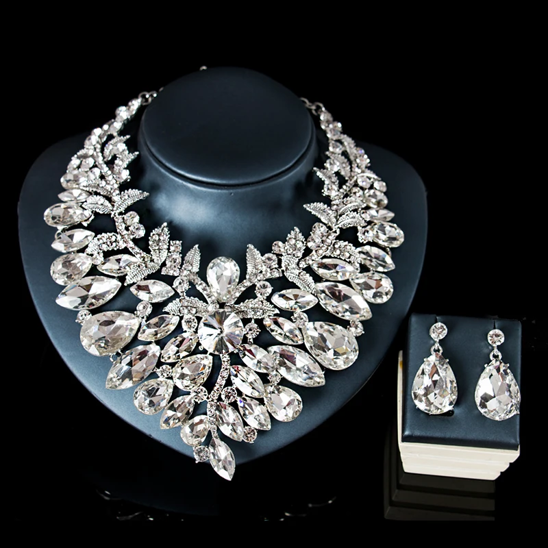 

LAN PALACE african necklace sets for women engagement necklace and earrings glass sets for party free shipping