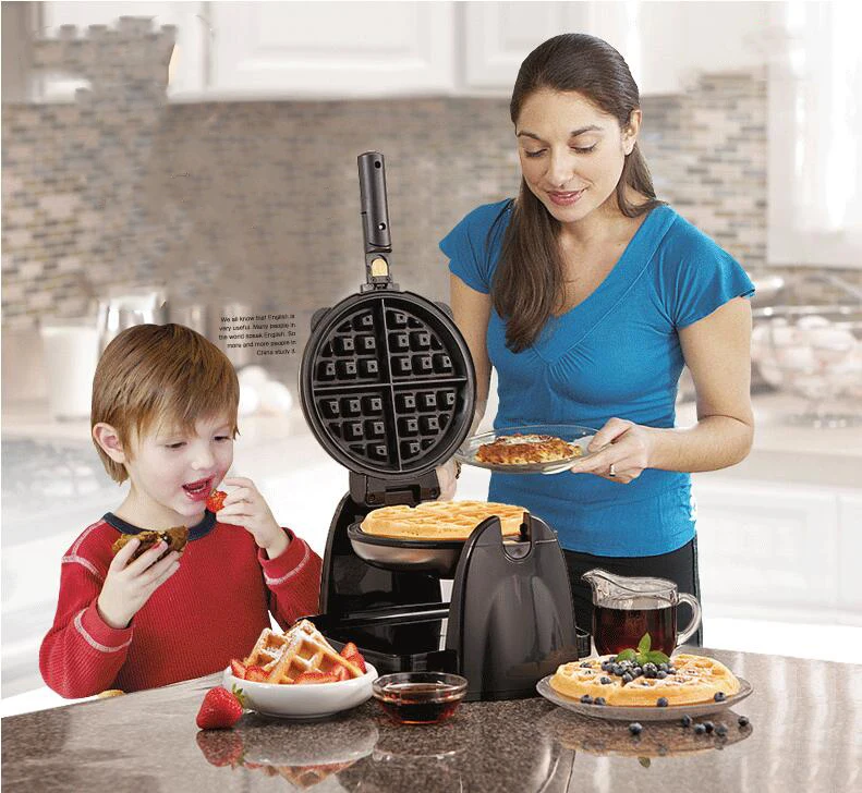 

Waffle maker home multi-function automatic heating waffle machine can be rotated baker muffin electric baking pan 1pc