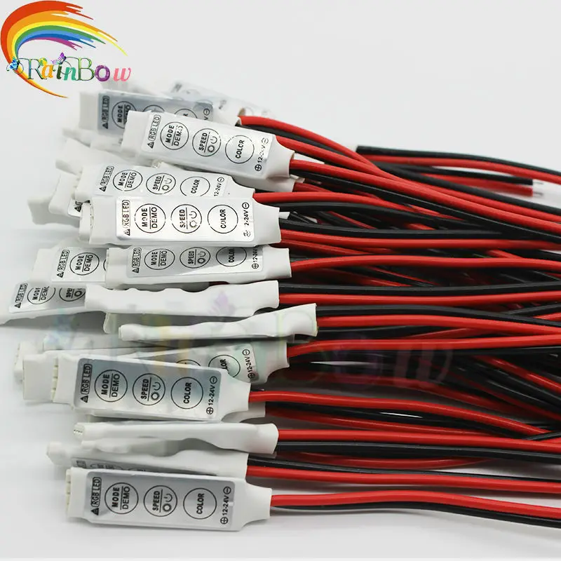 10 Pcs 12V 6A 3 Kunci Mini Controller Dimmer untuk 5050 3528 RGB LED Strip Lampu 19 Dinamis Mode dan 20 Warna Statis Gratis Pengiriman