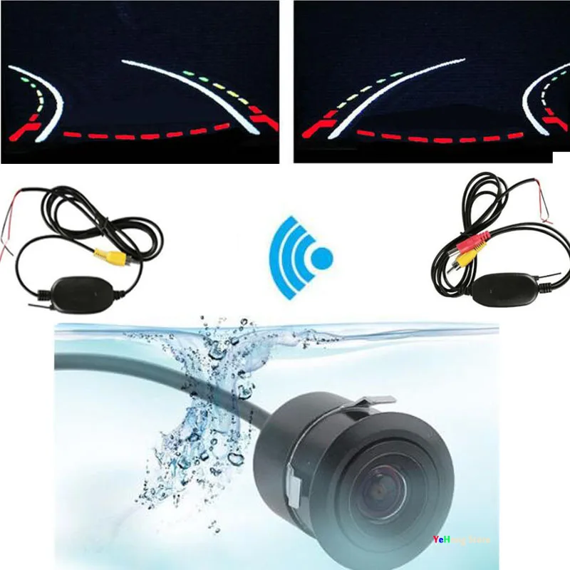 

Wireless 2.4GHz transmitter/receiver Car Trajectory Dynamic Tracks Rear View Camera Night Vision waterproof parking assistance