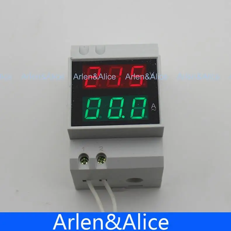 مقياس الجهد والتيار مع شاشة LED مزدوجة Din rail ، مقياس الفولتميتر Din-الريال ، مقياس التيار المتردد 200-450V 0.1-99.9A