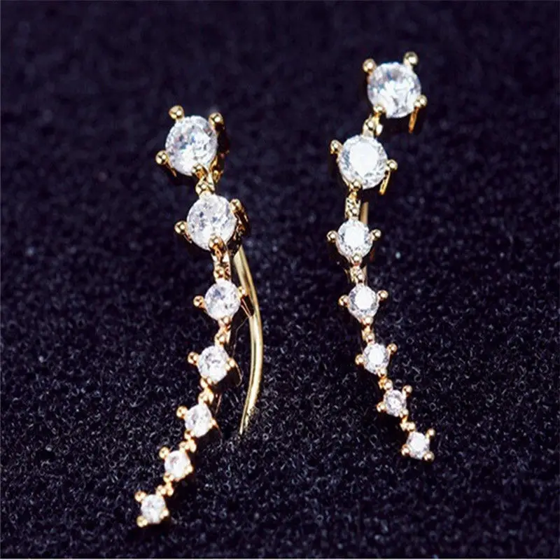 Brincos Orecchini Fashion Exquisite Crystal Stud Earrings for Women Dipper Statement Earrings Gold Color Minimalist Jewelry