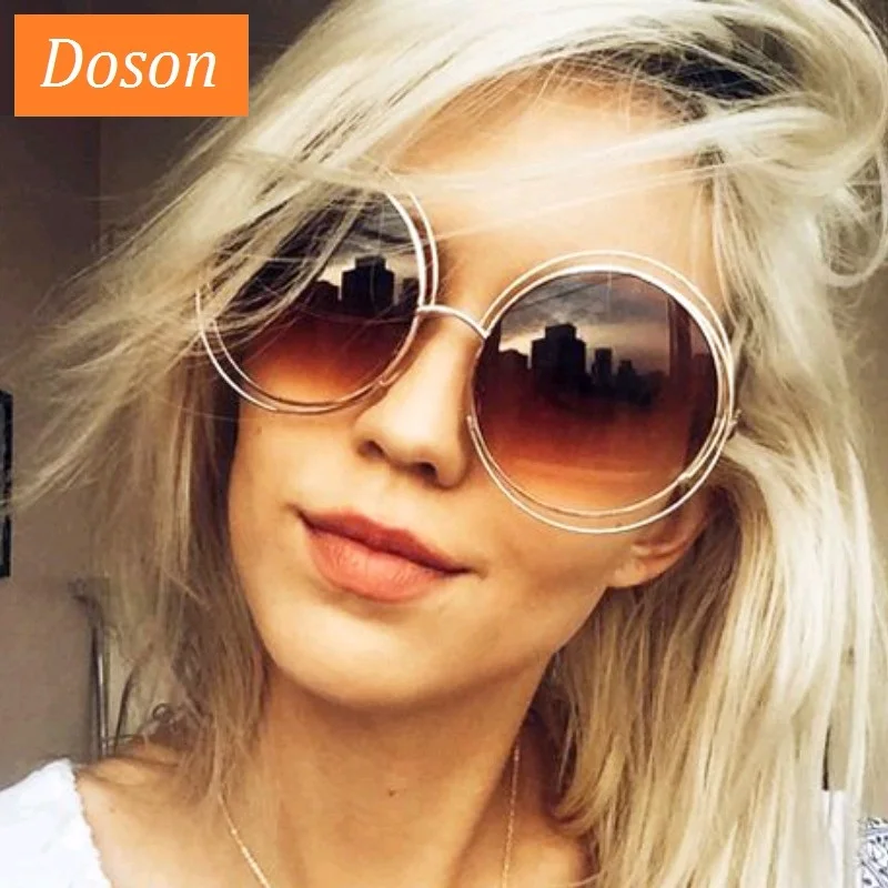 Newest Round Oversized Sunglasses For Women Driving Mirror Sun Glasses Female Big Frame Gradient Lens Eyewear Oculos De Sol