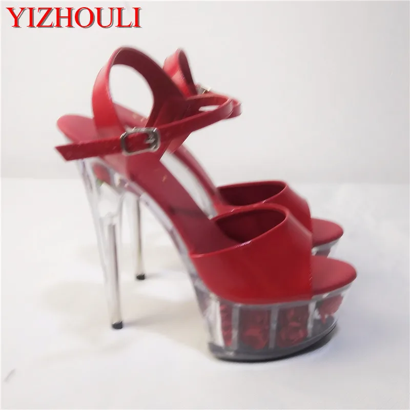 

The 6-inch shoes are 15cm high heels and high platform gladiator's buttoned dancing shoes