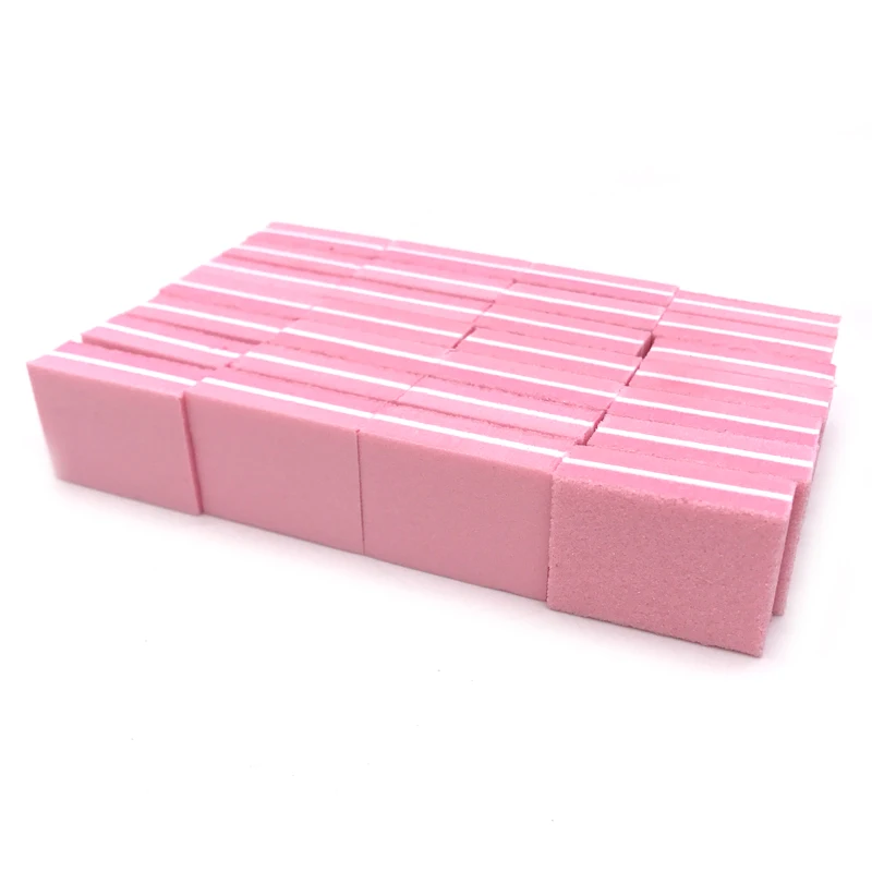 50 X Nail File Sanding Pink Buffer Block Mini Sponge Nail Filer Lime Ongle Manicure Polishing Grinding For Women Care Tools Sets