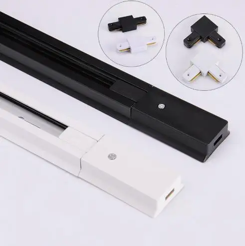 Rail for LED Track Light , Black White Rails , 2 Wires Track Rail for LED Track Lamps 1M/piece L T Connector