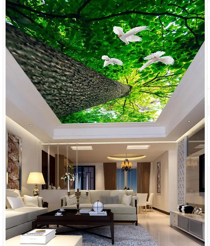 

Home Decoration Dove tree living room bedroom ceiling Custom 3d photo wall paper ceiling Mural 3d wallpaper