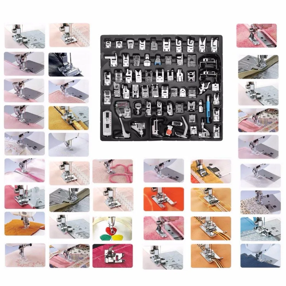 62pcs Multi-functional Domestic Sewing Machine Presser Feet Set Accessories Tool for Brother,Babylock,Singer,Janome,Elna,Toyota