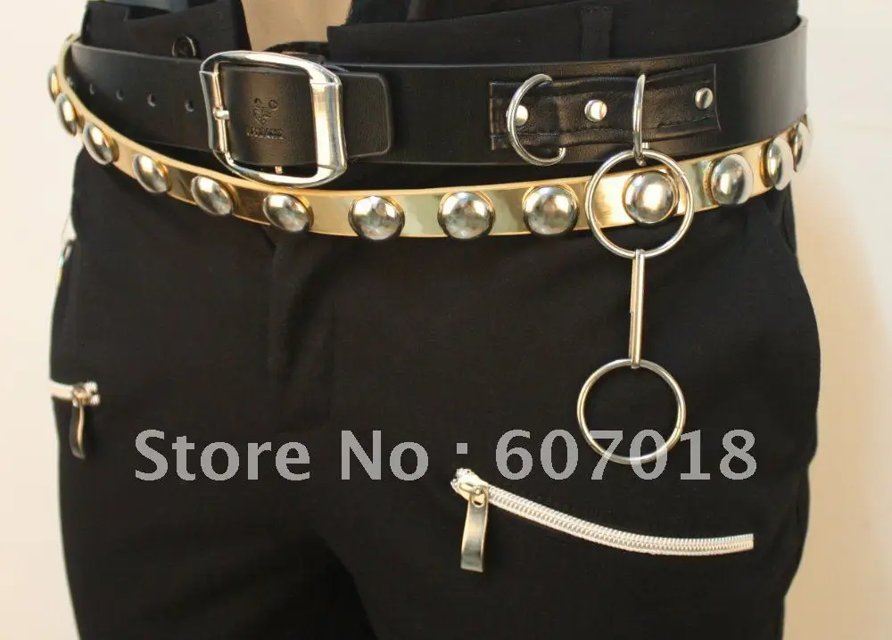 

Rare MJ Michael Jackson PUNK BAD tour performance Metal Rivet leather Golden & Black Belt