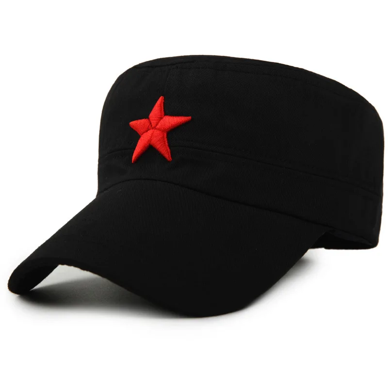 Military Cap Red Star Embroidery Cap Military Hat Army Green Flat Hats for Men Women Vintage Bone Male Female Army Sun Hat