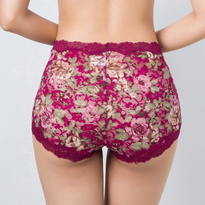 High-end Luxury Women\'s Briefs Sexy Lingeries Plus Size 6XL Big Size Shaper Short Thin Flower Hollow Underwears Lady Panties