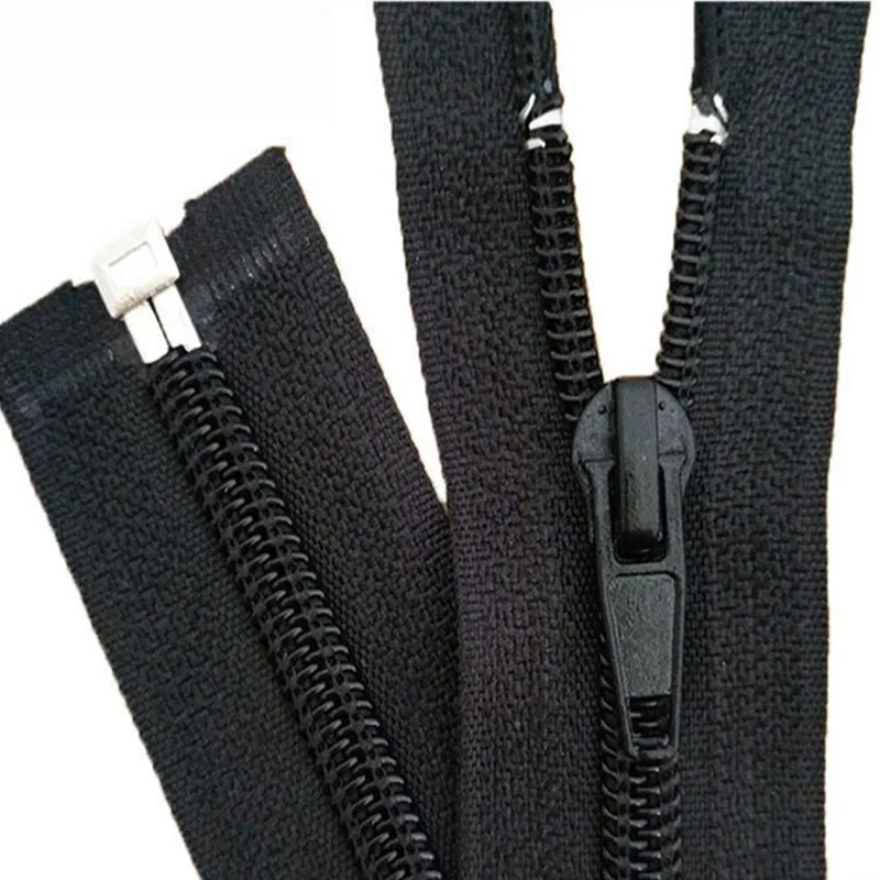 XUNZHE 5Pcs Black 30-180cm Zippers Open End Zipper Nylon Zipper for Sewing Garments Long coat Down Jacket DIY Sewing Accessories