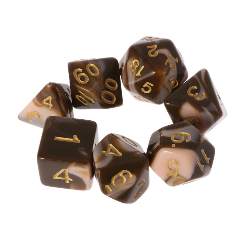 7pcs/set Sided Dice Acrylic Digital Dice D4 D6 D8 D10 D12 D20 Dice For Dungeons&Dragon D&D RPG Poly Game