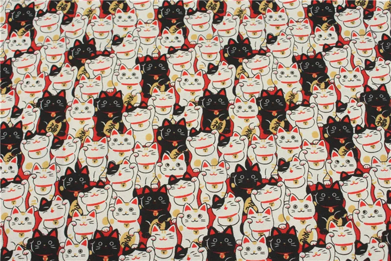 150CM*50CM cotton fabric Japanese soft breeze cartoon cat printing fabric, handmade DIY patchwork mouth gold package cloth