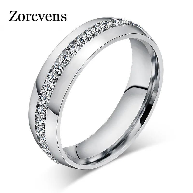 ZORCVENS 2023 New Fashion Crystal Rings for Women Gold Color Color Stainless Steel Jewerly Gifts