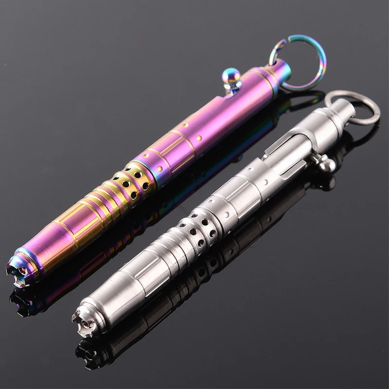 

1PC Colorful Titanium Alloy Bolt Spring Press Signature Writing Pen Tactical Self-defense Metal Pen EDC Broken Window Multi-tool