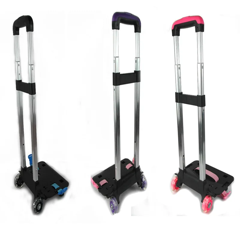 2 Wheel Fold Pull Rod Bracket Roll Removable Trolley Kids Schoolbag Luggage Cart Trolley School Bags Flash Wheel