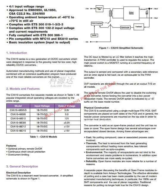 1pcs CXA10-48S12-SY 10W Module CXA20-48S05Y CXA20-48S05 DC-DC 1-OUT Converter Original In Stock