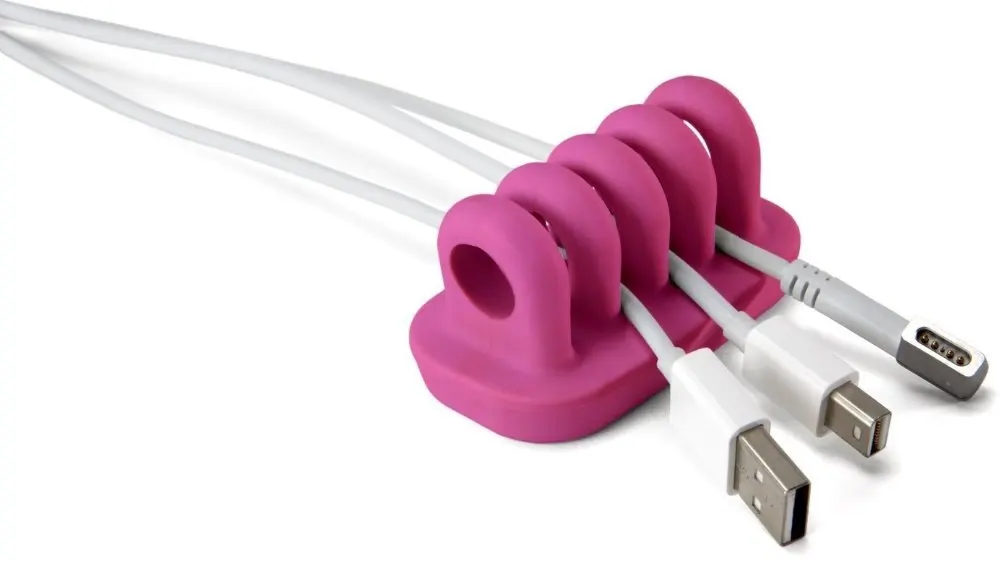 Desktop Cable Management for power cords and charging accessory cables (Pink)