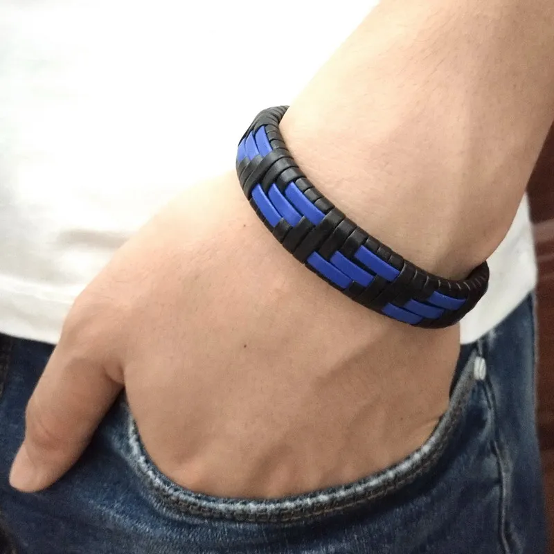 Latest Popular Adjustable Leather Bracelet For Men Charm Vintage Blue Weaving Bracelet  Leather Wrap Bracelet Couples Bracelets