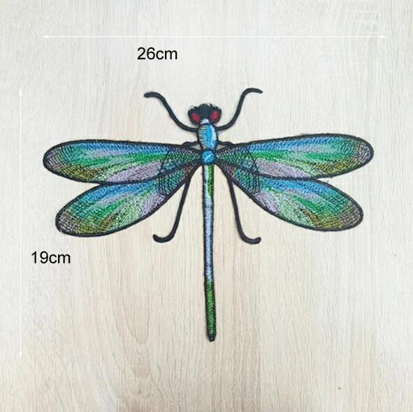 1 Pc Embroidered Applique Patches for Jacket Cloth Large Cool Dragonfly Iron On  Badge Patch Stickers Apparel Accessories NL341