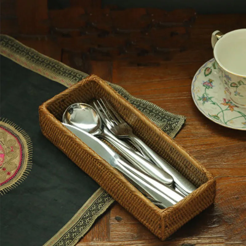 

Kitchen Organizer Cutlery Tray Holder Tableware Drawer natural baskets storage Basket Spoons Knives Forks chopsticks Storage Box